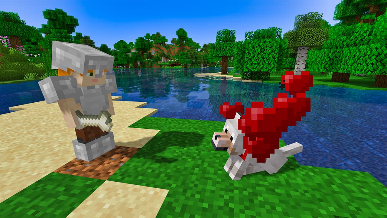 Screenshot showing tame a wolf in minecraft in Minecraft
