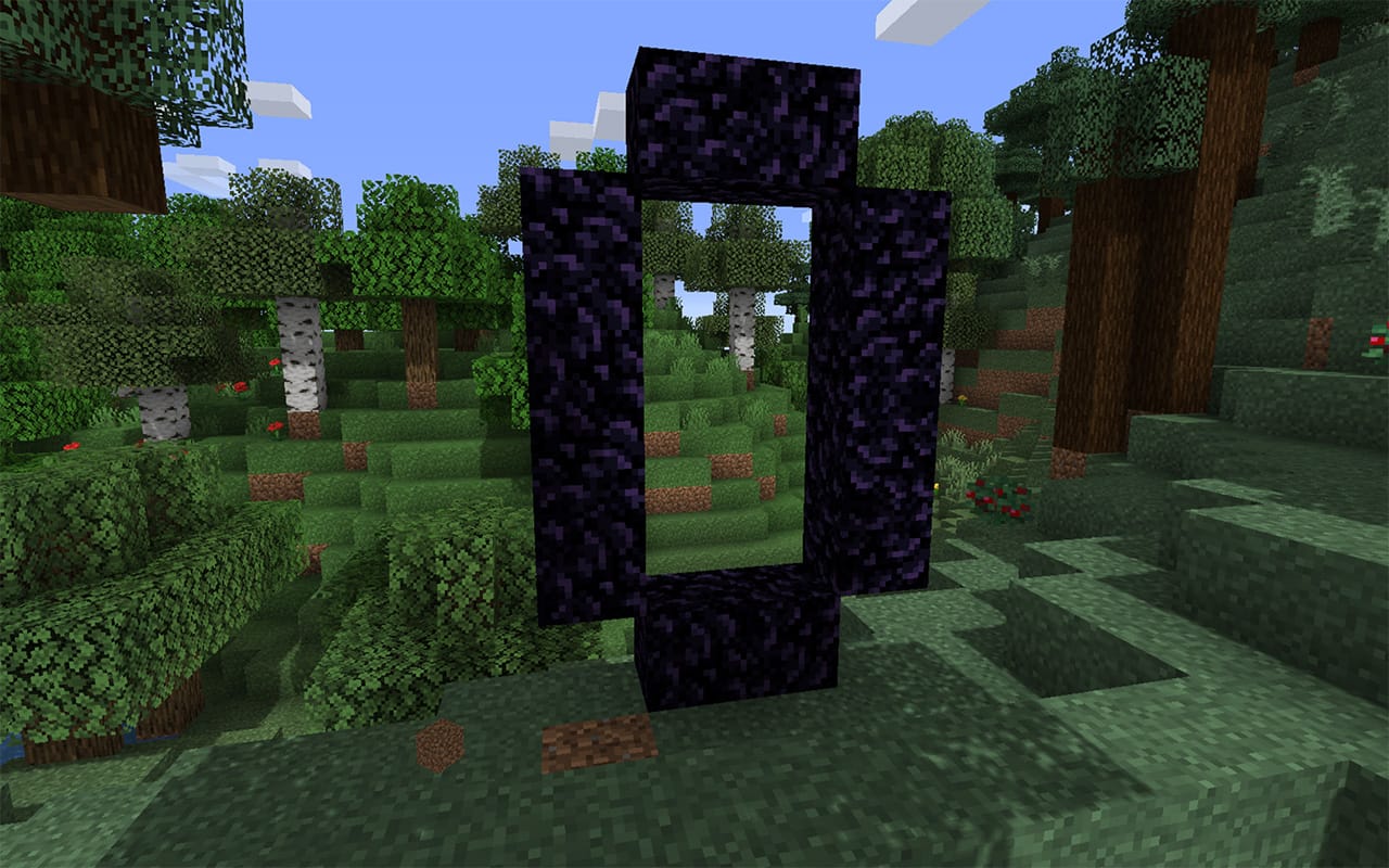 Fully Constructed Nether Portal in Minecraft