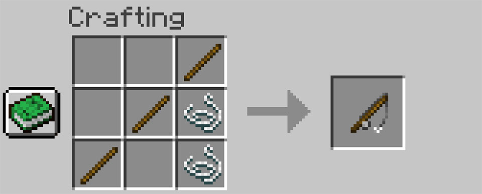 crafting a fishing rod in Minecraft