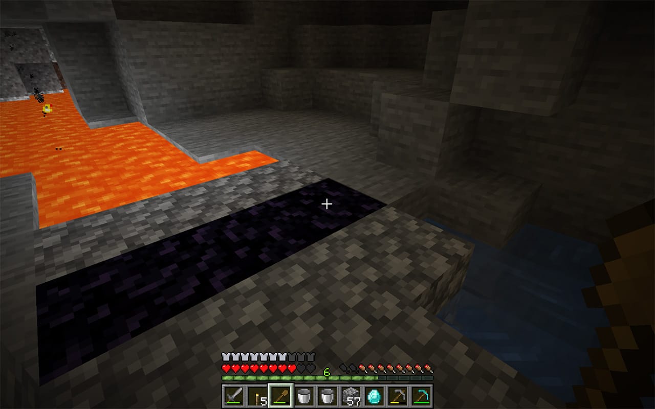 An obsidian farm in Minecraft