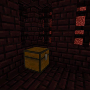 A treasure chest inside a Nether Fortress