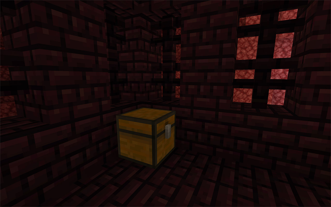 A treasure chest inside a Nether Fortress