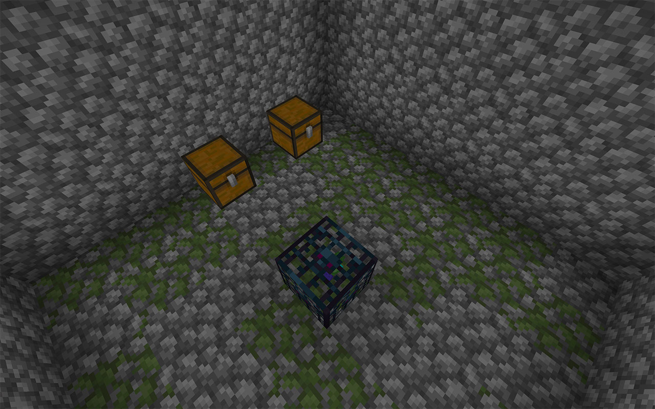 Spawner and chests in a dungeon