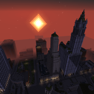 Sunset over a city