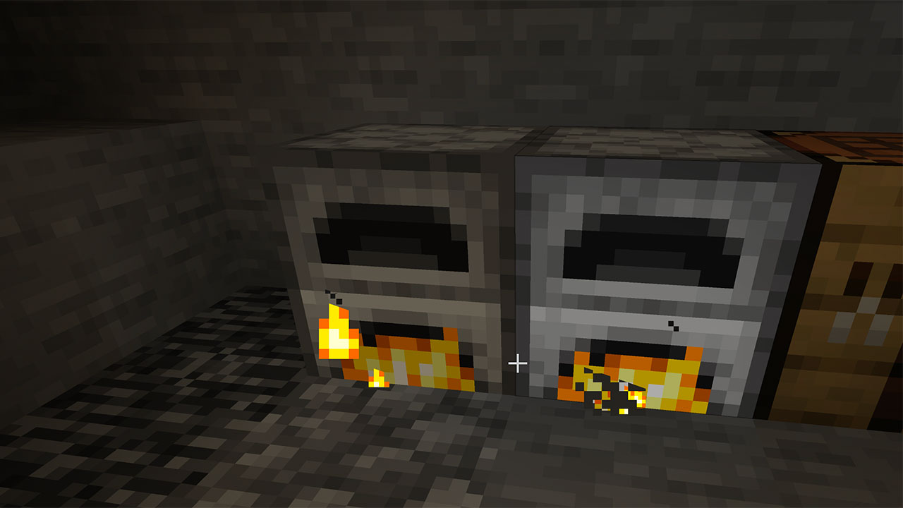 Two furnaces burning in Minecraft