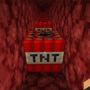 A long line of TNT in the Nether