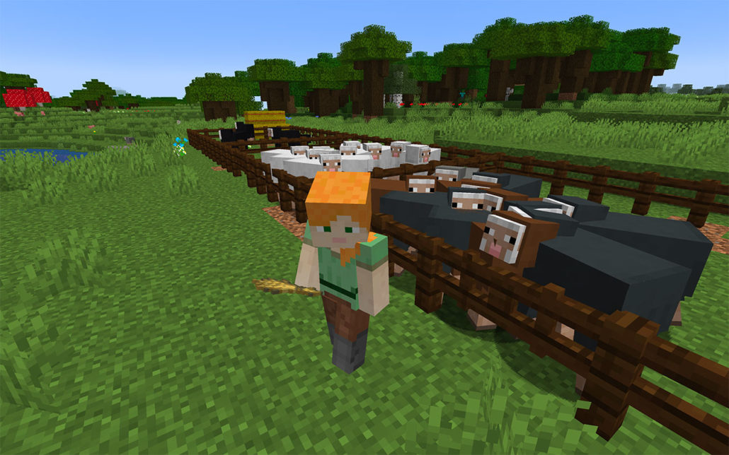 A sheep farm in Minecraft