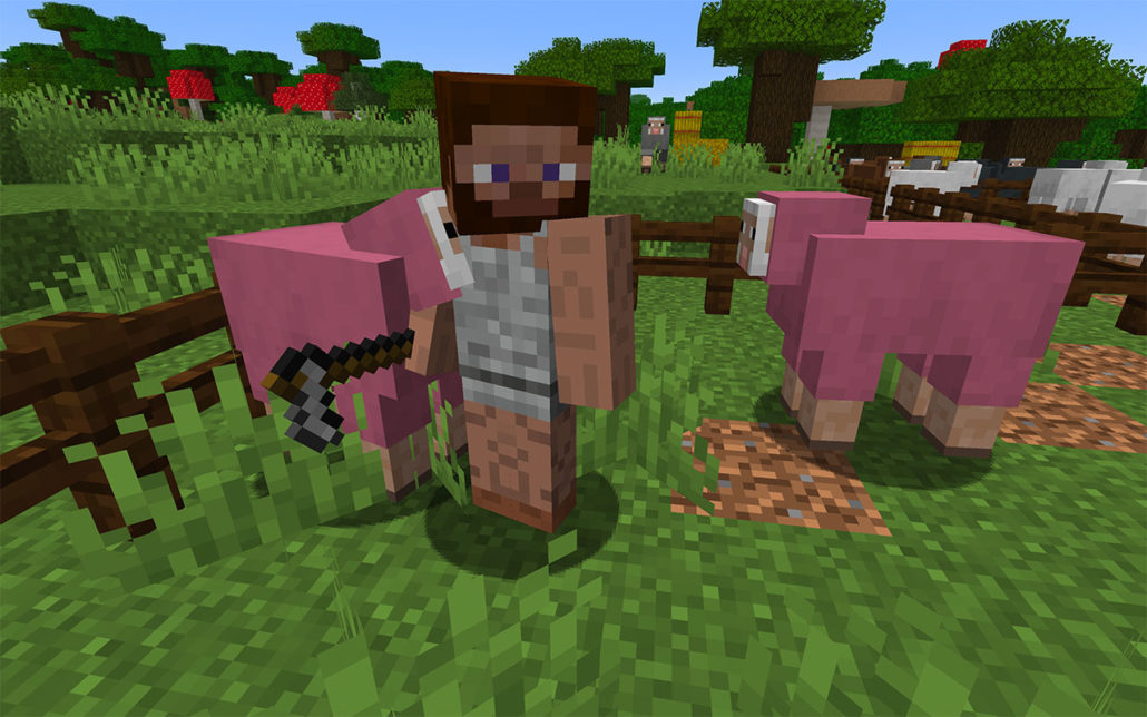 Shepherd with Pink Sheep in Minecraft
