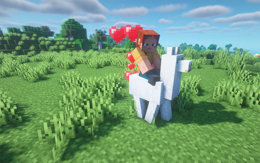 Llama riding in Minecraft
