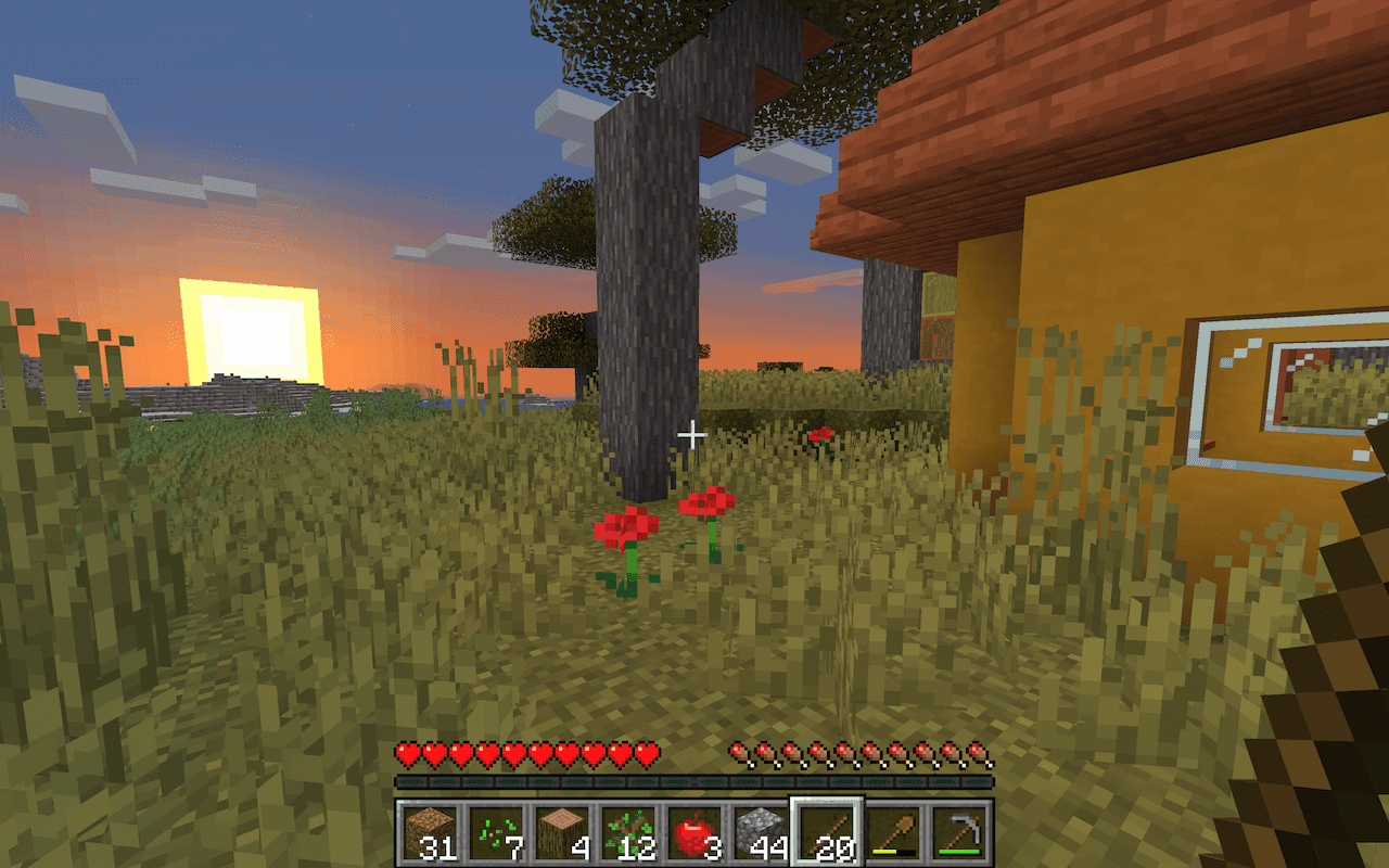 Screenshot showing a gallery of minecraft sunsets in Minecraft